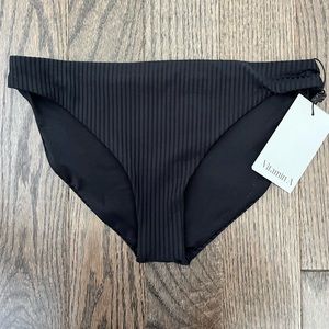 Vitamin A Midori Classic EcoRib Swim Black Bikini Bottoms 6/S NWT